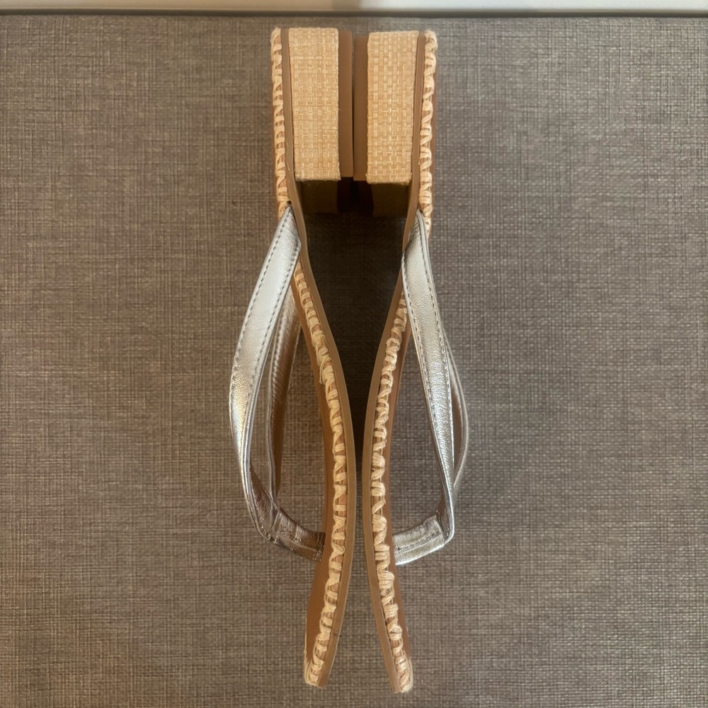 Dolce Vita Barty Silver Metallic Thong Sandals Square Toe Block Heel Size 9 - Picture 6 of 9